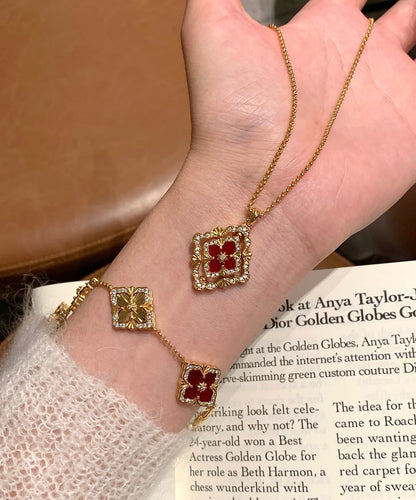 [⭐Clover Jewelry] B.C.L ENAMEL ROTATING SINGLE-DIAMOND NECKLACE（Various colors）