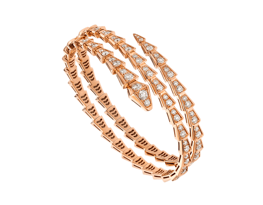 [⭐Clover Jewelry]SERPENTI BRACELET PINK GOLD DIAMOND DOUBLE ROW