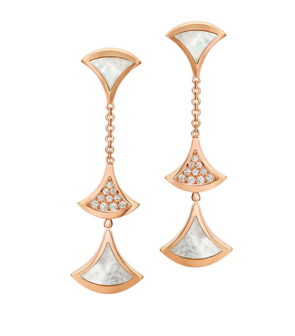 [⭐Clover Jewelry]DREAM EARRINGS 3 MOTIFS DIAMOND MOP PINK GOLD