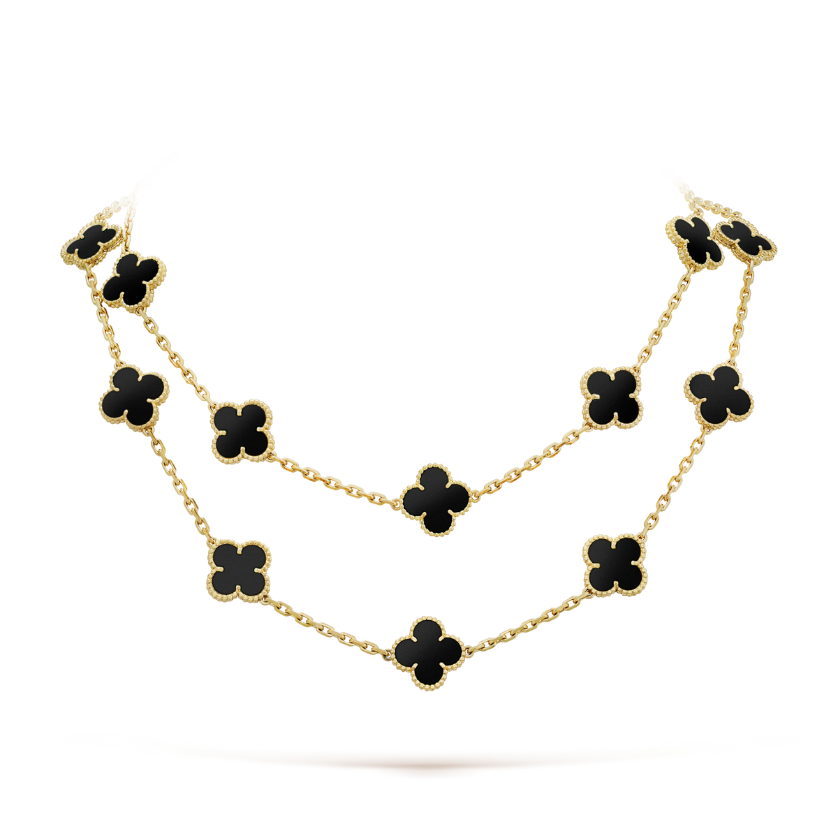 [⭐Clover Jewelry]CLOVER 20 MOTIFS ONYX NECKLACE