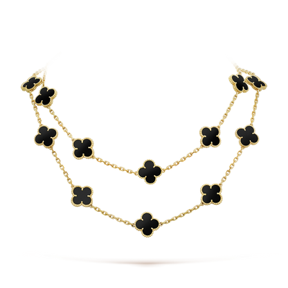 [⭐Clover Jewelry]CLOVER 20 MOTIFS ONYX NECKLACE