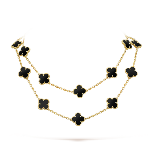 [⭐Clover Jewelry]CLOVER 20 MOTIFS ONYX NECKLACE