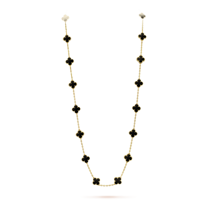 [⭐Clover Jewelry]CLOVER 20 MOTIFS ONYX NECKLACE