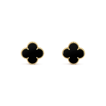 [⭐Clover Jewelry]CLOVER MEDIUM 1 MOTIFS  ONYX STUD EARRINGS