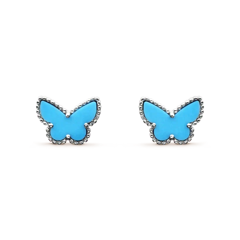 [⭐Clover Jewelry]BUTTERFLY TURQUOISE EARRINGS SILVER