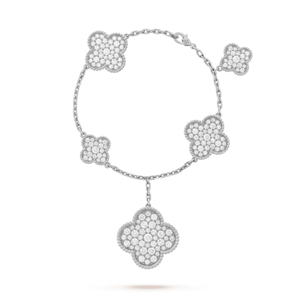 [⭐Clover Jewelry]CLOVER 6 MOTIFS SILVER DIAMOND BRACELET