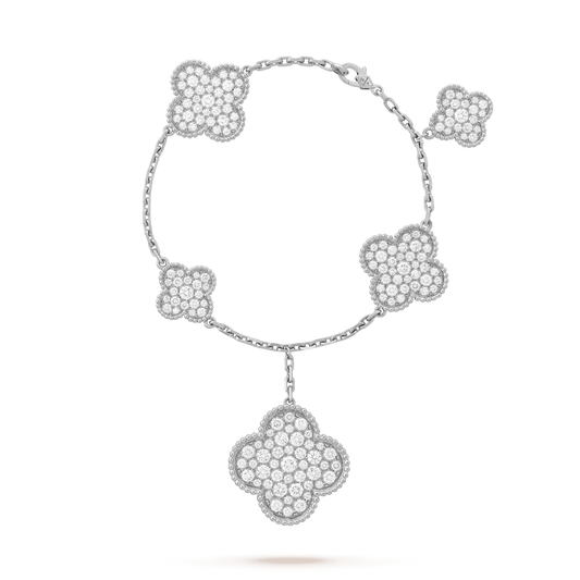 [⭐Clover Jewelry]CLOVER 6 MOTIFS SILVER DIAMOND BRACELET