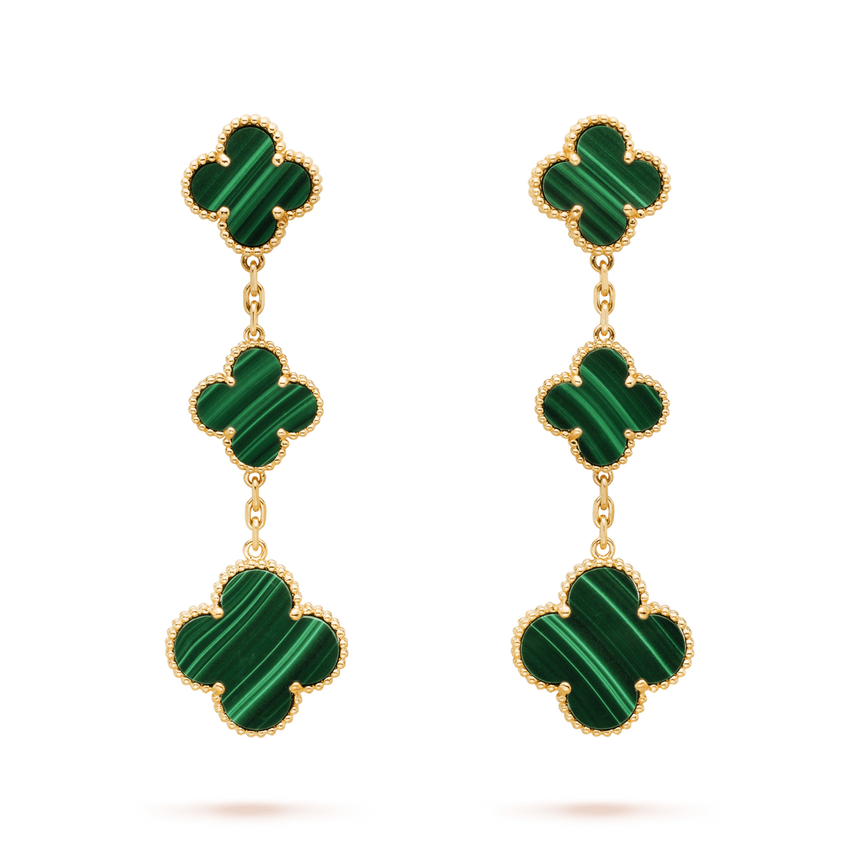 [⭐Clover Jewelry]CLOVER MALACHITE 3 MOTIFS GOLD