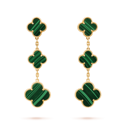 [⭐Clover Jewelry]CLOVER MALACHITE 3 MOTIFS GOLD