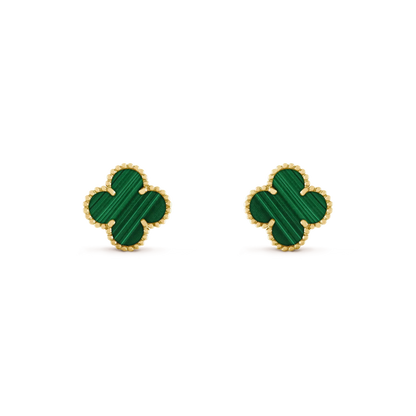 [⭐Clover Jewelry]CLOVER MEDIUM 1 MOTIFS MALACHITE  EARRINGS
