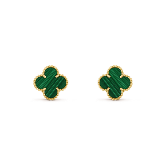 [⭐Clover Jewelry]CLOVER MEDIUM 1 MOTIFS MALACHITE  EARRINGS