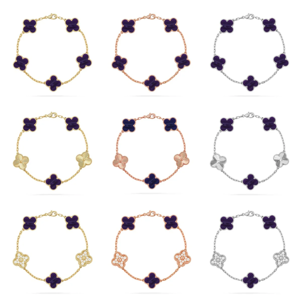 [⭐Clover Jewelry]CLOVER 5 MOTIF PURPLE STRIPES BRACELET COLLECTION