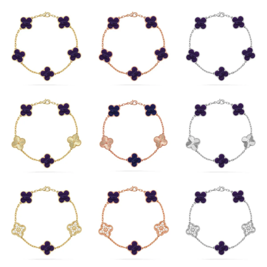 [⭐Clover Jewelry]CLOVER 5 MOTIF PURPLE STRIPES BRACELET COLLECTION