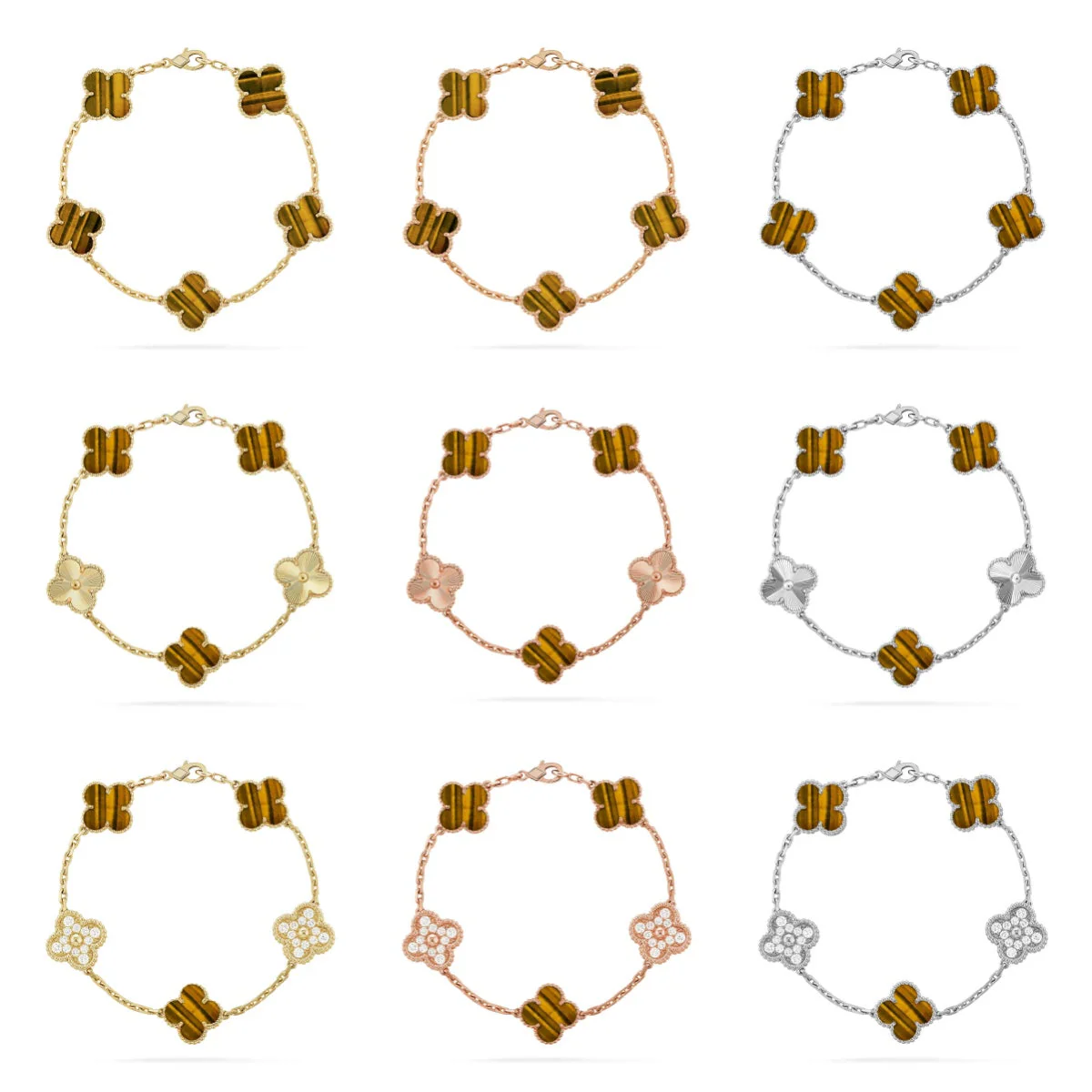 [⭐Clover Jewelry] CLOVER 5 MOTIFS TIGER EYE BRACELET COLLECTION