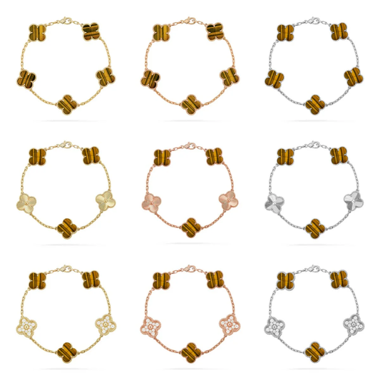 [⭐Clover Jewelry] CLOVER 5 MOTIFS TIGER EYE BRACELET COLLECTION