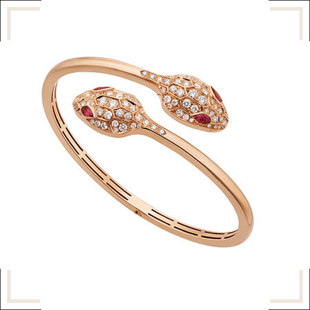 [⭐Clover Jewelry]SERPENTI BRACELET PINK GOLD DIAMOND DOUBLE SNAKE