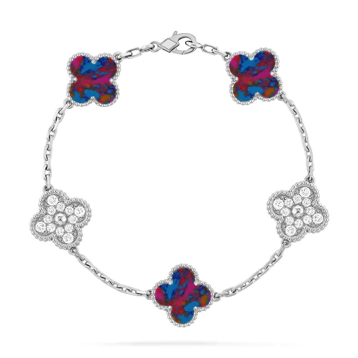 [⭐Clover Jewelry]CLOVER 5 MOTIF COLOR GEMSTONES BRACELET COLLECTION