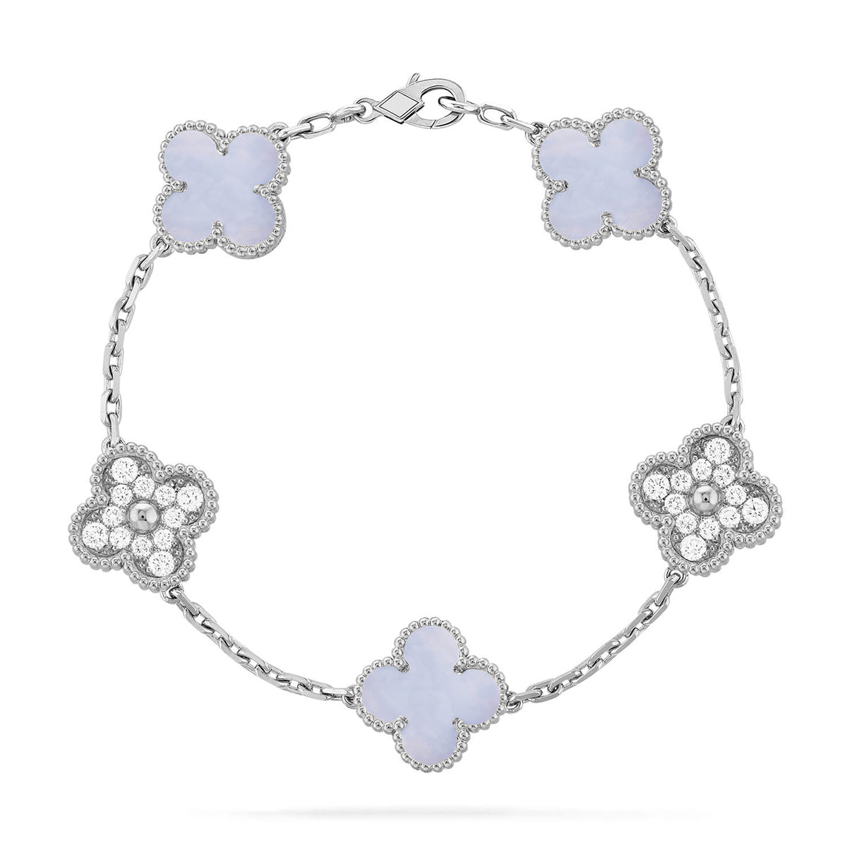 [⭐Clover Jewelry] CLOVER 5 MOTIF PURPLE CHALCEDONY BRACELET COLLECTION