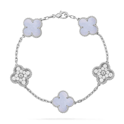 [⭐Clover Jewelry] CLOVER 5 MOTIF PURPLE CHALCEDONY BRACELET COLLECTION