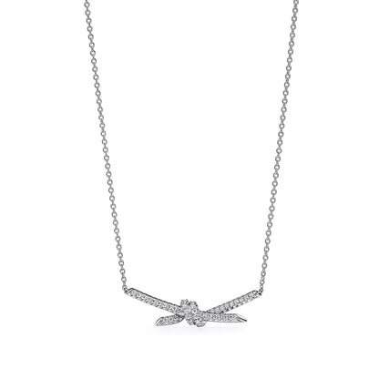 [Clover Jewelry]KNOT PENDANT SILVER DIAMOND NECKLACE