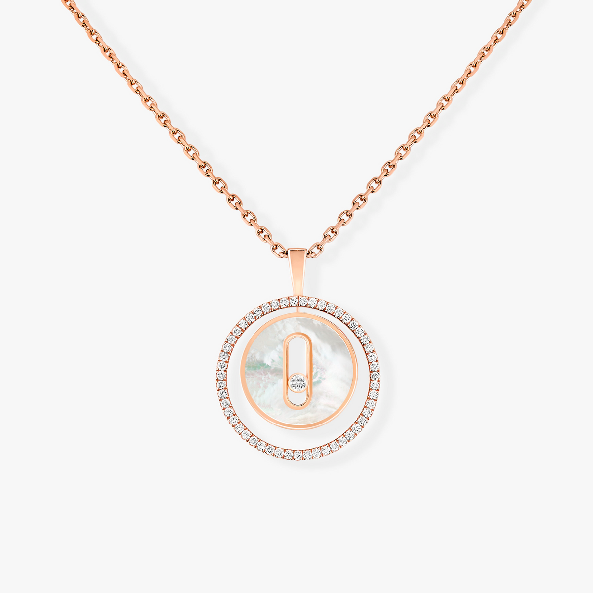 [⭐Clover Jewelry]Demo MOVE 1 DIAMOND WHITE MOTHER OF PEARL PINK GOLD DIAMOND NECKLACE