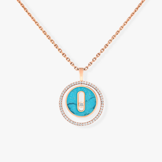 [⭐Clover Jewelry]Demo MOVE 1 DIAMOND TURQUOISE PINK GOLD DIAMOND NECKLACE