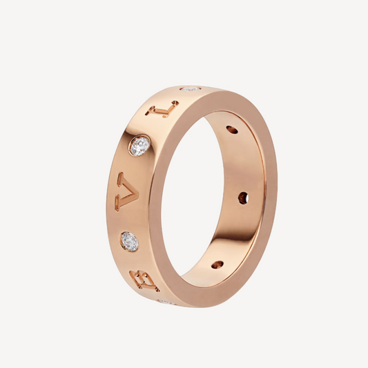 [⭐Clover Jewelry]ZERO 1 ESSENTIAL PINK GOLD BAND WITH DIAMONDS RING