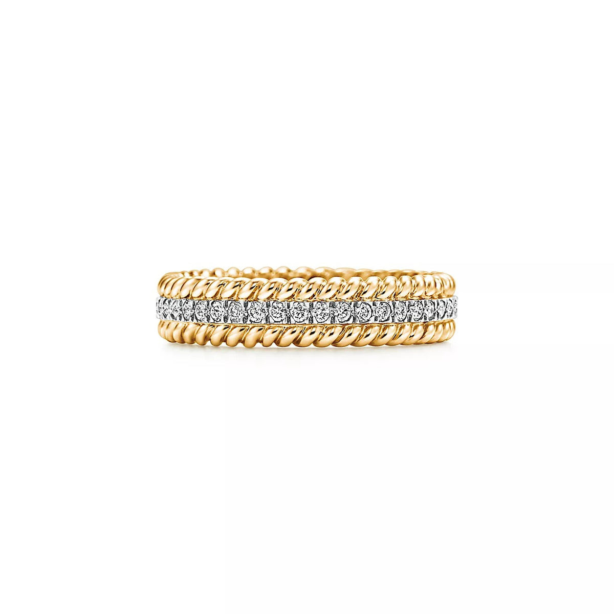 [Clover Jewelry]ROPE TWO-ROW GOLD DIAMOND RING