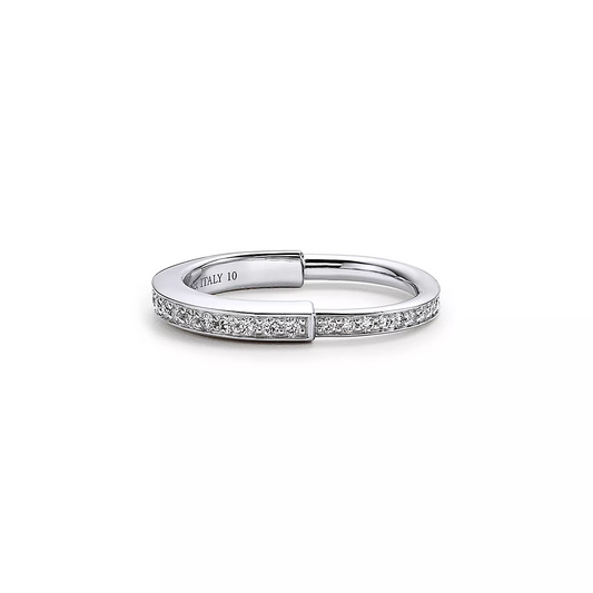 [Clover Jewelry]LOCK RING SILVER DIAMOND PAVED