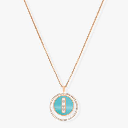 [⭐Clover Jewelry]Demo MOVE 3 DIAMONDS TURQUOISE PINK GOLD DIAMOND NECKLACE
