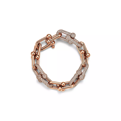 [Clover Jewelry]HARDWEAR LARGE LINK PINK GOLD PAVED DIAMOND BRACELET