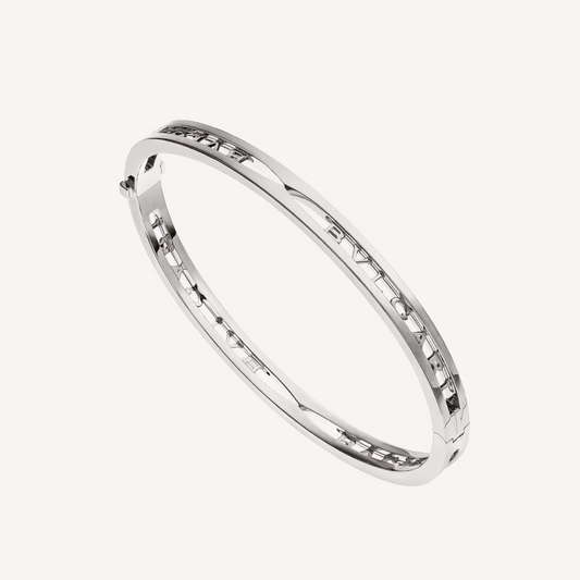 [⭐Clover Jewelry]ZERO 1 SPIRAL LOGO SILVER BRACELET