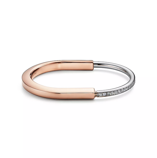 [Clover Jewelry]LOCK BRACELET ROSE AND WHITE GOLD DIAMOND