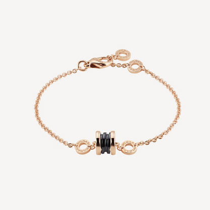 [⭐Clover Jewelry]ZERO 1 SOFT PINK GOLD AND BLACK CERAMIC BRACELET