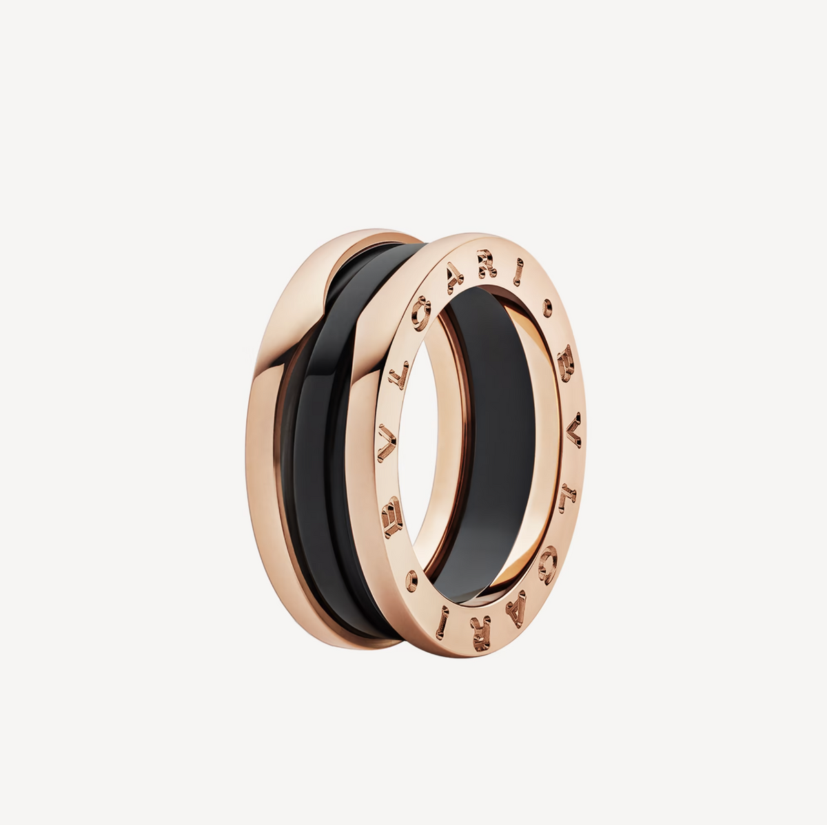 [⭐Clover Jewelry]ZERO 1 TWO-BAND LOOPS AND BLACK CERAMIC PINK GOLD RING