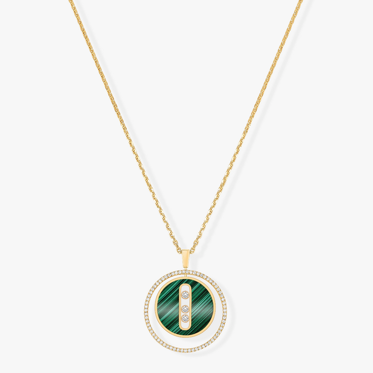 [⭐Clover Jewelry]Demo MOVE 3 DIAMOND MALACHITE GOLD DIAMOND NECKLACE