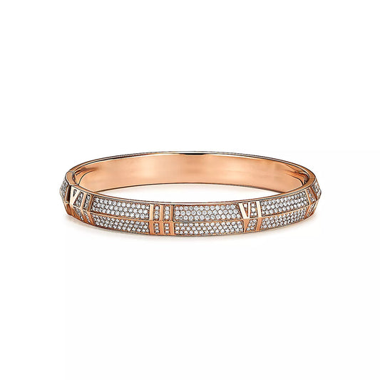 [Clover Jewelry]ATLAS X PINK GOLD DIAMOND PAVED BRACELET
