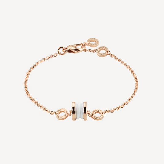 [⭐Clover Jewelry]ZERO 1 SOFT PINK GOLD AND WHITE CERAMIC BRACELET
