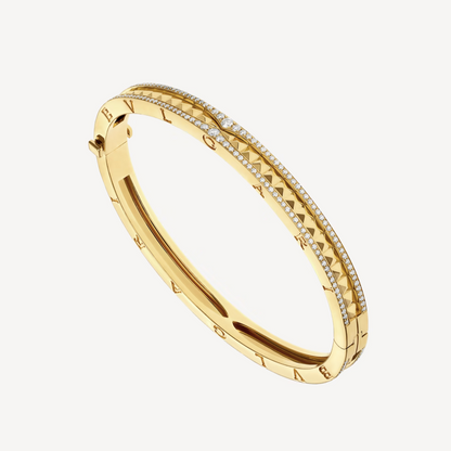 [⭐Clover Jewelry]ZERO 1 SPIRAL AND PAVED DIAMOND GOLD BRACELET