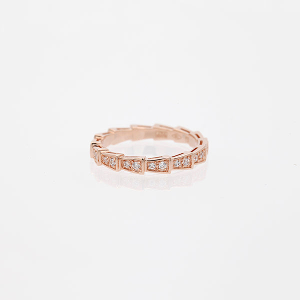 [⭐Clover Jewelry]SERPENTI RING PINK GOLD DIAMOND PAVED 3MM