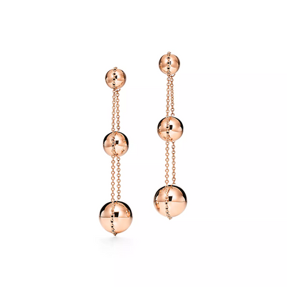 [Clover Jewelry]TRIPLE DROP PINK GOLD EARRINGS