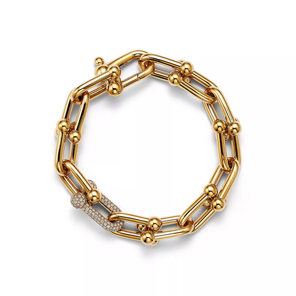 [Clover Jewelry]HARDWEAR LARGE LINK GOLD DIAMOND BRACELET