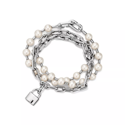 [Clover Jewelry]PEARL LOCK SILVER BRACELET
