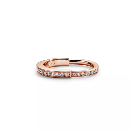 [Clover Jewelry]LOCK RING PINK GOLD DIAMOND PAVED