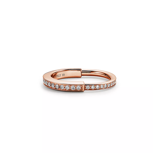 [Clover Jewelry]LOCK RING PINK GOLD DIAMOND PAVED