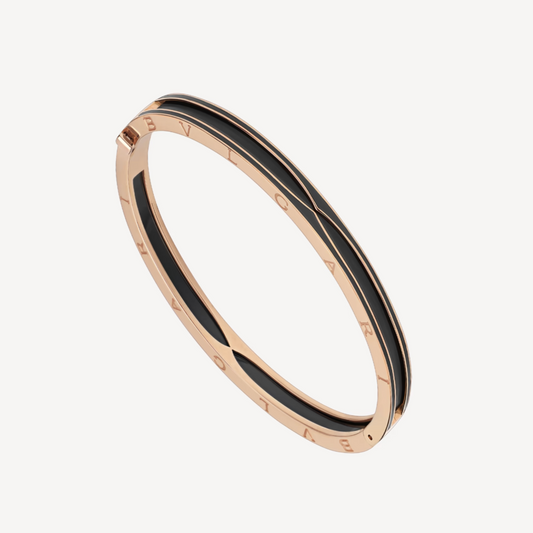 [⭐Clover Jewelry]ZERO 1 PINK GOLD WITH MATTE BLACK CERAMIC BRACELET