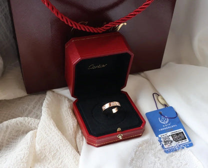 [⭐Clover Jewelry]LOVE RING 5.5MM 6 DIAMONDS PINK GOLD
