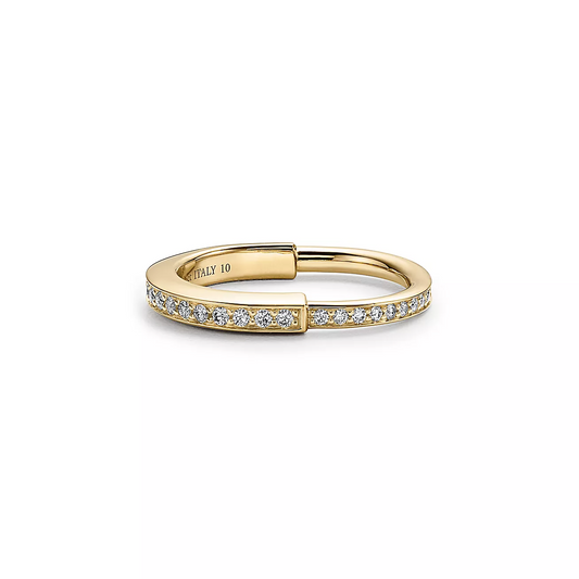 [Clover Jewelry]LOCK RING GOLD DIAMOND PAVED