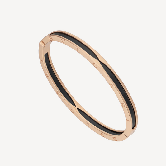 [⭐Clover Jewelry]ZERO 1 PINK GOLD WITH BLACK CERAMIC BRACELET