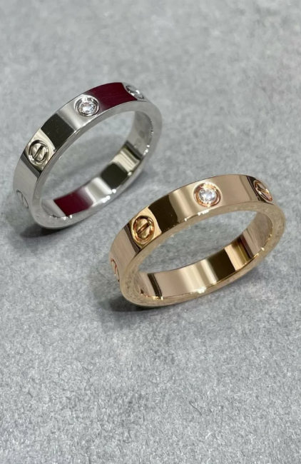 [⭐Clover Jewelry]LOVE RING 4MM 1 DIAMOND SILVER